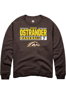 Connor Ostrander  Rally Western Michigan Broncos Mens Brown NIL Stacked Box Long Sleeve Crew Sweat..
