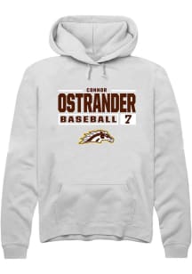Connor Ostrander  Rally Western Michigan Broncos Mens White NIL Stacked Box Long Sleeve Hoodie