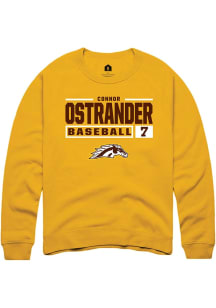 Connor Ostrander  Rally Western Michigan Broncos Mens Gold NIL Stacked Box Long Sleeve Crew Sweats..