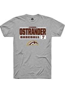 Connor Ostrander  Western Michigan Broncos Grey Rally NIL Stacked Box Short Sleeve T Shirt