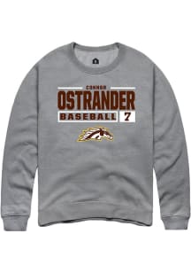 Connor Ostrander  Rally Western Michigan Broncos Mens Grey NIL Stacked Box Long Sleeve Crew Sweats..