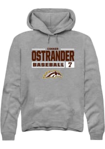 Connor Ostrander  Rally Western Michigan Broncos Mens Grey NIL Stacked Box Long Sleeve Hoodie