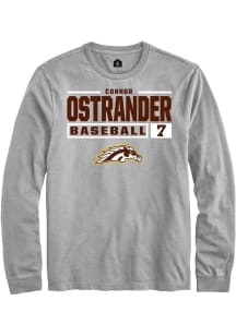 Connor Ostrander  Western Michigan Broncos Grey Rally NIL Stacked Box Long Sleeve T Shirt