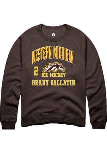 Grady Gallatin  Rally Western Michigan Broncos Mens Brown NIL Arch Logo Long Sleeve Crew Sweatshir..