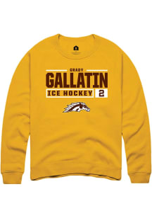 Grady Gallatin  Rally Western Michigan Broncos Mens Gold NIL Stacked Box Long Sleeve Crew Sweatshi..
