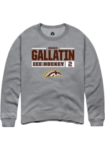 Grady Gallatin  Rally Western Michigan Broncos Mens Grey NIL Stacked Box Long Sleeve Crew Sweatshi..
