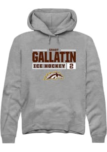 Grady Gallatin  Rally Western Michigan Broncos Mens Grey NIL Stacked Box Long Sleeve Hoodie