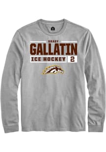 Grady Gallatin  Western Michigan Broncos Grey Rally NIL Stacked Box Long Sleeve T Shirt