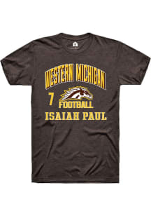 Isaiah Paul  Western Michigan Broncos Brown Rally Football NIL Arch Logo Short Sleeve T Shirt