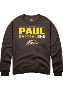Isaiah Paul  Rally Western Michigan Broncos Mens Brown Football NIL Stacked Box Long Sleeve Crew S..