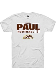 Isaiah Paul  Western Michigan Broncos White Rally Football NIL Stacked Box Short Sleeve T Shirt