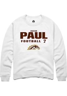 Isaiah Paul  Rally Western Michigan Broncos Mens White Football NIL Stacked Box Long Sleeve Crew S..