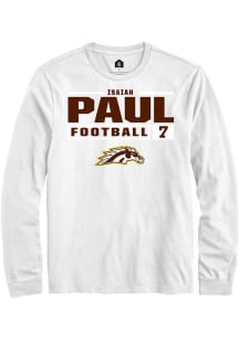 Isaiah Paul  Western Michigan Broncos White Rally Football NIL Stacked Box Long Sleeve T Shirt