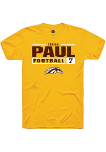 Isaiah Paul  Western Michigan Broncos Gold Rally Football NIL Stacked Box Short Sleeve T Shirt