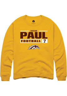 Isaiah Paul  Rally Western Michigan Broncos Mens Gold Football NIL Stacked Box Long Sleeve Crew Sw..