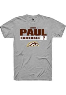 Isaiah Paul  Western Michigan Broncos Grey Rally Football NIL Stacked Box Short Sleeve T Shirt