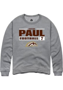 Isaiah Paul  Rally Western Michigan Broncos Mens Grey Football NIL Stacked Box Long Sleeve Crew Sw..