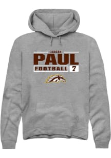 Isaiah Paul  Rally Western Michigan Broncos Mens Grey Football NIL Stacked Box Long Sleeve Hoodie