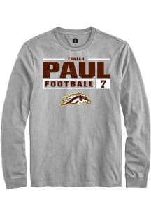 Isaiah Paul  Western Michigan Broncos Grey Rally Football NIL Stacked Box Long Sleeve T Shirt