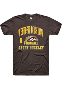 Jalen Buckley  Western Michigan Broncos Brown Rally Football NIL Arch Logo Short Sleeve T Shirt
