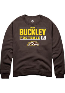 Jalen Buckley  Rally Western Michigan Broncos Mens Brown Football NIL Stacked Box Long Sleeve Crew..