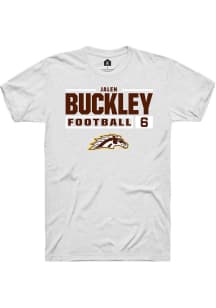Jalen Buckley  Western Michigan Broncos White Rally Football NIL Stacked Box Short Sleeve T Shirt