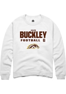Jalen Buckley  Rally Western Michigan Broncos Mens White Football NIL Stacked Box Long Sleeve Crew..
