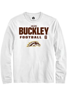Jalen Buckley  Western Michigan Broncos White Rally Football NIL Stacked Box Long Sleeve T Shirt