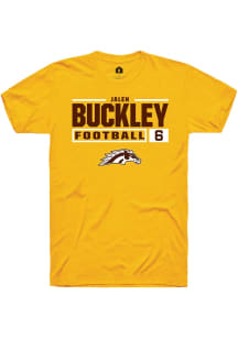 Jalen Buckley  Western Michigan Broncos Gold Rally Football NIL Stacked Box Short Sleeve T Shirt