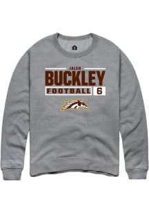 Jalen Buckley  Rally Western Michigan Broncos Mens Grey Football NIL Stacked Box Long Sleeve Crew..