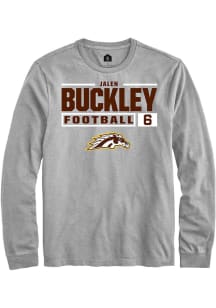 Jalen Buckley  Western Michigan Broncos Grey Rally Football NIL Stacked Box Long Sleeve T Shirt
