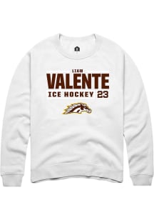Liam Valente  Rally Western Michigan Broncos Mens White NIL Stacked Box Long Sleeve Crew Sweatshir..