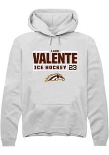 Liam Valente  Rally Western Michigan Broncos Mens White NIL Stacked Box Long Sleeve Hoodie