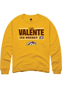 Liam Valente  Rally Western Michigan Broncos Mens Gold NIL Stacked Box Long Sleeve Crew Sweatshirt