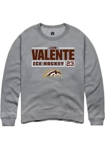 Liam Valente  Rally Western Michigan Broncos Mens Grey NIL Stacked Box Long Sleeve Crew Sweatshirt