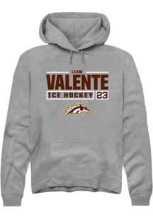 Liam Valente  Rally Western Michigan Broncos Mens Grey NIL Stacked Box Long Sleeve Hoodie