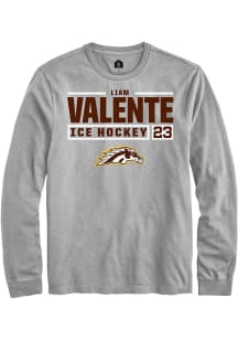 Liam Valente  Western Michigan Broncos Grey Rally NIL Stacked Box Long Sleeve T Shirt
