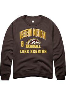 Luke Kerrins  Rally Western Michigan Broncos Mens Brown NIL Arch Logo Long Sleeve Crew Sweatshirt