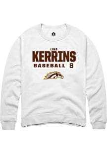 Luke Kerrins  Rally Western Michigan Broncos Mens White NIL Stacked Box Long Sleeve Crew Sweatshir..