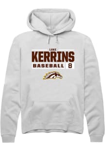 Luke Kerrins  Rally Western Michigan Broncos Mens White NIL Stacked Box Long Sleeve Hoodie