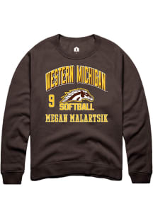 megan malartsik  Rally Western Michigan Broncos Mens Brown NIL Arch Logo Long Sleeve Crew Sweatshi..