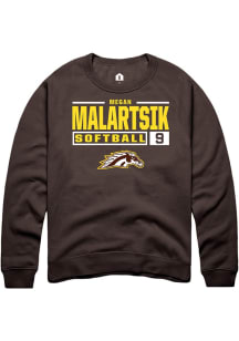 megan malartsik  Rally Western Michigan Broncos Mens Brown NIL Stacked Box Long Sleeve Crew Sweats..