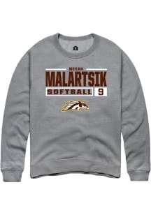 megan malartsik  Rally Western Michigan Broncos Mens Grey NIL Stacked Box Long Sleeve Crew Sweatsh..