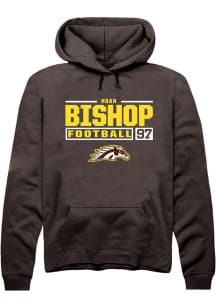 Noah Bishop  Rally Western Michigan Broncos Mens Brown Football NIL Stacked Box Long Sleeve Hoodie