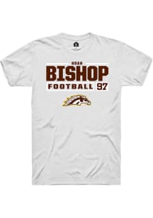 Noah Bishop  Western Michigan Broncos White Rally Football NIL Stacked Box Short Sleeve T Shirt