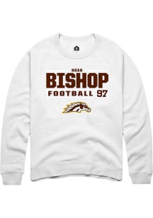 Noah Bishop  Rally Western Michigan Broncos Mens White Football NIL Stacked Box Long Sleeve Crew S..