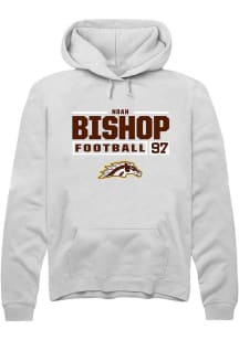 Noah Bishop  Rally Western Michigan Broncos Mens White Football NIL Stacked Box Long Sleeve Hoodie