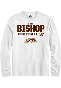 Noah Bishop  Western Michigan Broncos White Rally Football NIL Stacked Box Long Sleeve T Shirt