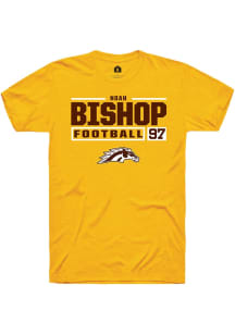 Noah Bishop  Western Michigan Broncos Gold Rally Football NIL Stacked Box Short Sleeve T Shirt