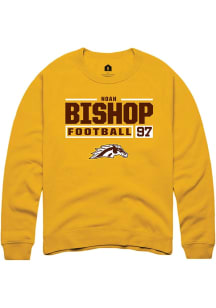 Noah Bishop  Rally Western Michigan Broncos Mens Gold Football NIL Stacked Box Long Sleeve Crew Sw..